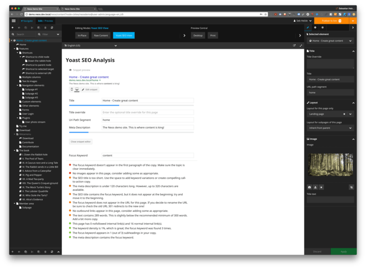Yoast SEO as Neos Backend view