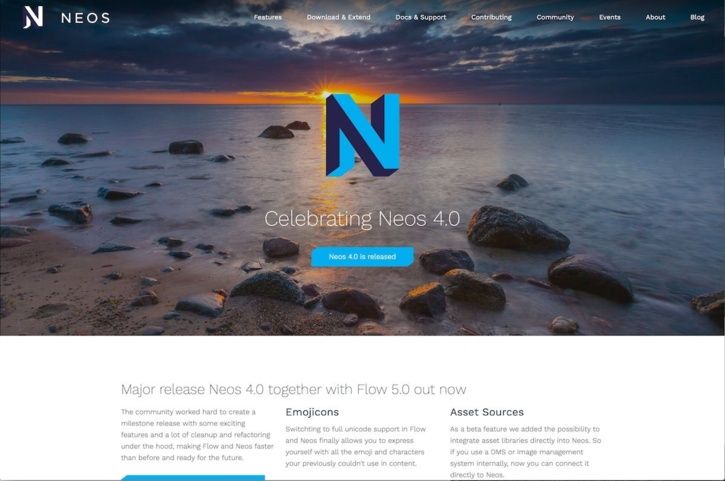 Homepage of the Neos CMS project